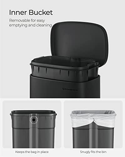 SONGMICS 8 Gallon (30 L) Trash Can, Stainless Steel, Step-On Pedal
