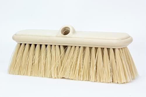 SPARTA Flo-Thru Heavy-Duty Deck Scrub Brush Nylon Bristled, Boat and Floor Scrub Broom with Protective Bumper for Floors and Large Equipment, Plastic, 9.5 Inches, Tan