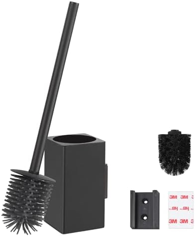 BVL Toilet Brush and Holder Black Toilet Bowl Brush for Ceaning with Stainless Steel Handle Wall Mounted