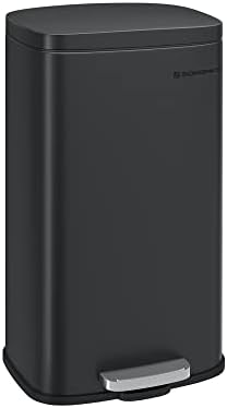 SONGMICS 8 Gallon (30 L) Trash Can, Stainless Steel, Step-On Pedal