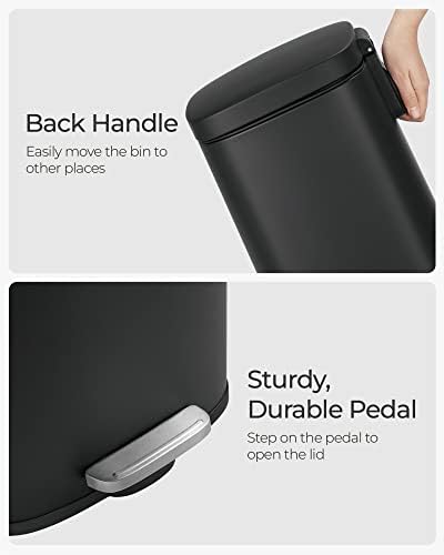 SONGMICS 8 Gallon (30 L) Trash Can, Stainless Steel, Step-On Pedal