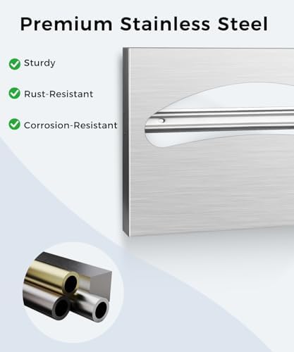 Toilet Seat Cover Dispenser Wall Mount, Brushed Stainless Steel Toilet Seat Cover Holder for Disposable Seat Covers, Commercial Large Capacity for Office Restaurant Hospital School Bathroom