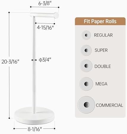 KES White Toilet Paper Holder Stand, Freestanding with Heavy Base