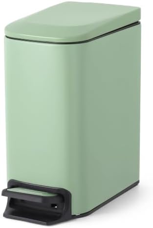 Cesun Small Bathroom Trash Can with Lid, 1.6 Gal, Soft Close, Sage Green