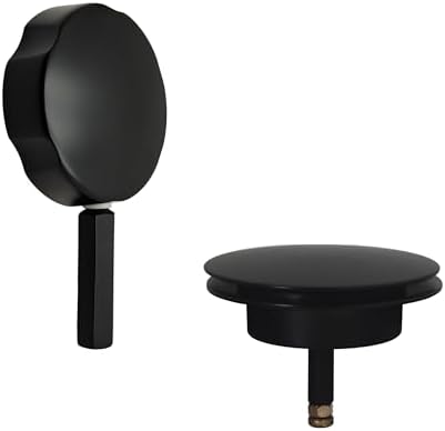Westbrass Rotating Overflow with Pin for Easier Operation and Mushroom Drain Strainer, Matte Black, D50TP-62