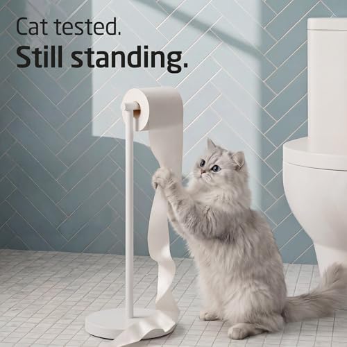 KES White Toilet Paper Holder Stand, Freestanding with Heavy Base