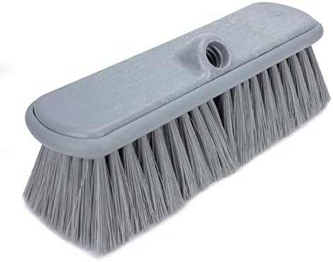 SPARTA Flo-Thru Heavy-Duty Deck Scrub Brush Nylon Bristled, Boat and Floor Scrub Broom with Protective Bumper for Floors and Large Equipment, Plastic, 9.5 Inches, Gray