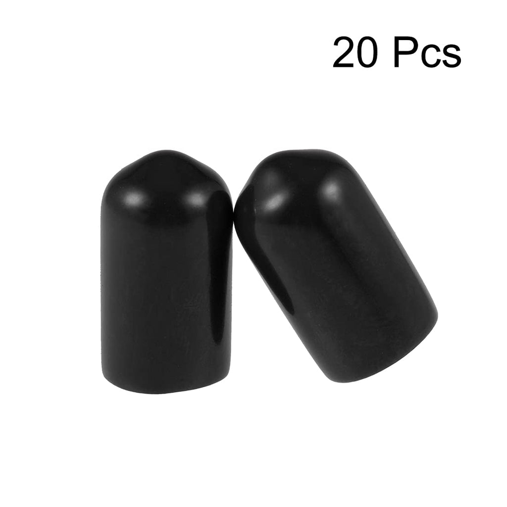 20pcs Rubber End Caps 7.5mm ID Vinyl Round Tube Bolt Cap Cover Thread Protectors Black (20 Count)