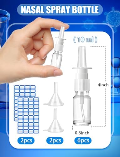 10 Pcs Nasal Spray Bottle Glass Empty Refillable, 10ML/0.35OZ