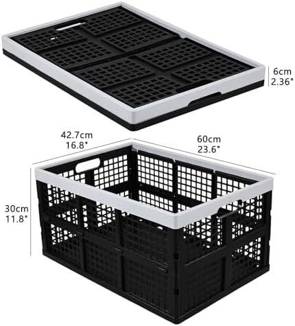 3-Pack 66 L Large Plastic Collapsible Storage Crates, Black