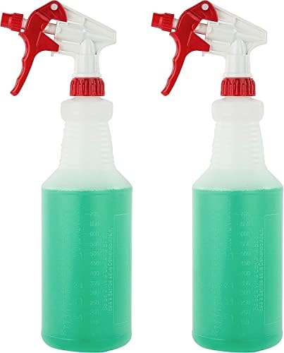 Plastic Spray Bottles Leak Proof Technology Empty 32 oz HDPE Commercial HDPE Heavy duty for cleaning solutions , with measurements , with fully Adjustable , Non-Clogging Nozzle, - 8 Sets