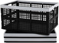 3-Pack 66 L Large Plastic Collapsible Storage Crates, Black