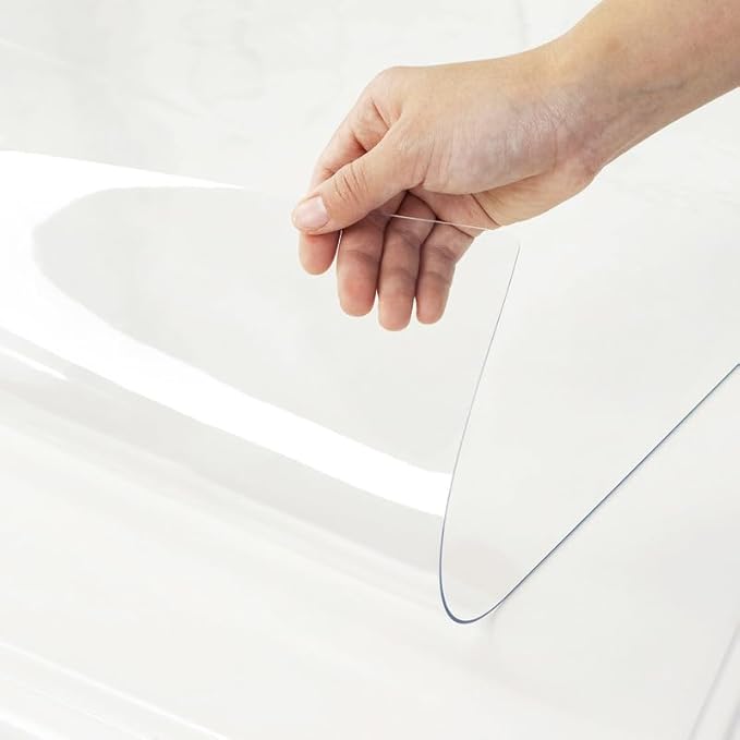 Warmstar Clear Table Cover Protector 39 x 79 Inch,1.5mm Thick Plastic Table Cover Rectangle,PVC Clear Table Protector,Desk Protector Mat for Kitchen, Dresser, Writing Desk，Dining Room Table