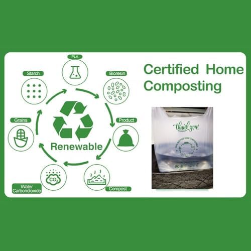 (Large) OrangeBio Certified Home Compostable Shopping Bags, 200ct, 12"x 6" x 20" (Extra Thick), Hold 20 lbs, Thank You/Grocery/Take Out/T Shirt/To-Go Bags for Retail, Grocery Store