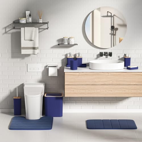 XLHOMO Bathroom Set - 25PC Blue Bathroom Set with Shower Curtain and Rugs