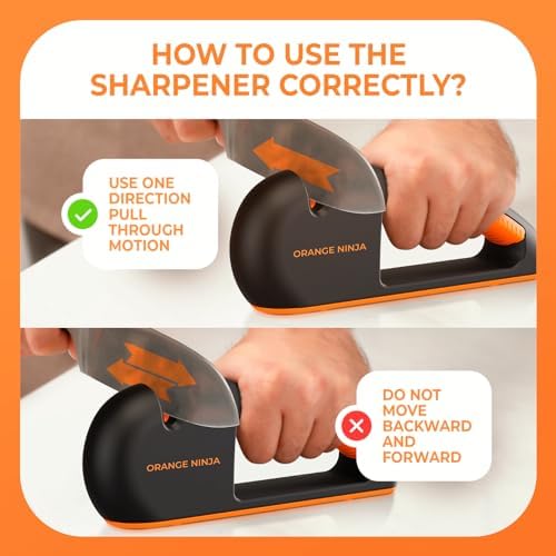 Orange Ninja Serrated & Kitchen Knife Sharpener – 4-Stage Sharpening Tool