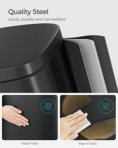SONGMICS 8 Gallon (30 L) Trash Can, Stainless Steel, Step-On Pedal