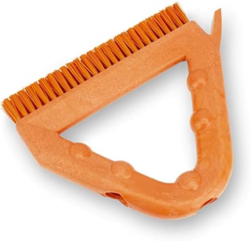 SPARTA Plastic Commercial Grout Brush, Triangle-Shaped Scrub Brush with Scraper and Two Threaded Holes for Attaching Handle (Sold Separately), 9 x 7 x 7 Inches, Orange, (Pack of 4)