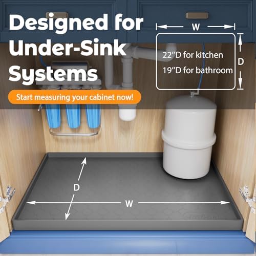 Jin&Bao Under Sink Mat 40" x 22" Waterproof Silicone Cabinet Kitchen Liner