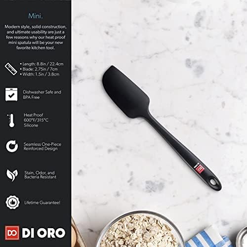 DI ORO Mini Silicone Spatula - Small Jar Scraper, 600F Heat Resistant