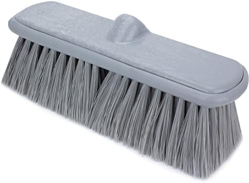 SPARTA Flo-Thru Heavy-Duty Deck Scrub Brush Nylon Bristled, Boat and Floor Scrub Broom with Protective Bumper for Floors and Large Equipment, Plastic, 9.5 Inches, Gray