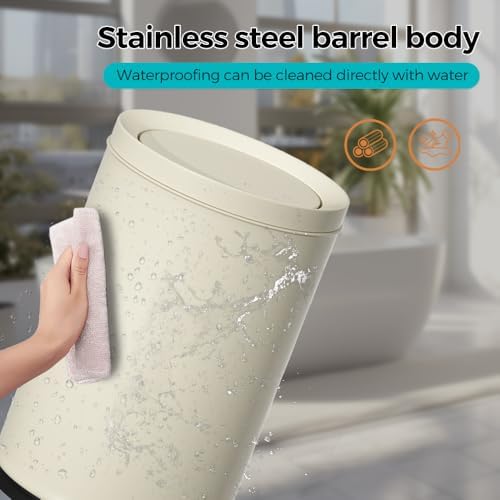 2.3 Gallon/9L White Round BathroomTrash Can with Swing Lid