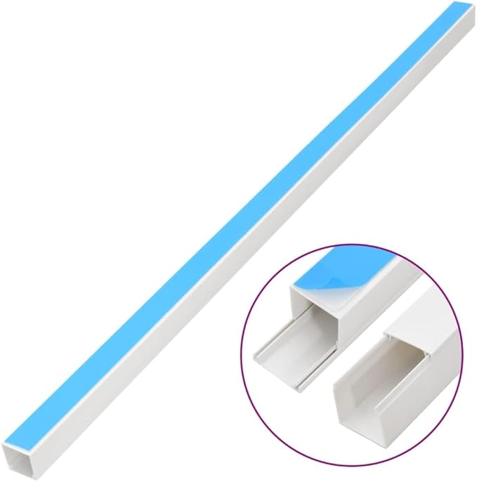 Cable Trunking Raceway Kit, 32.8ft Cord Hider for Wall, 0.8 x 0.4 Inch PVC Wire Covers, Self-Adhesive Cable Management Channel for Home and Office, White
