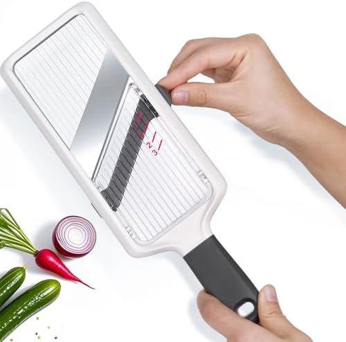 Mandoline Slicer for Kitchen, Adjustable Stainless Steel Blade, Vegetable Slicers, Slicer Vegetable Cutter with NO-slip Grip, Gray