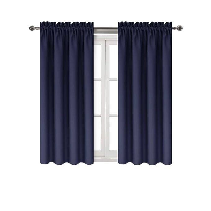 Blackout Curtains for Bedroom Living Room 42 x 45 Inch Long Navy (2 Count)