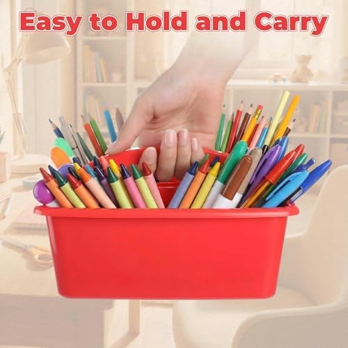 Kathfly 12 Pack Classroom Caddy Organizer with Handle Bulk, Blue Red