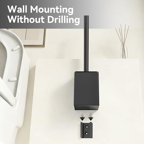 BVL Toilet Brush and Holder Black Toilet Bowl Brush for Ceaning with Stainless Steel Handle Wall Mounted