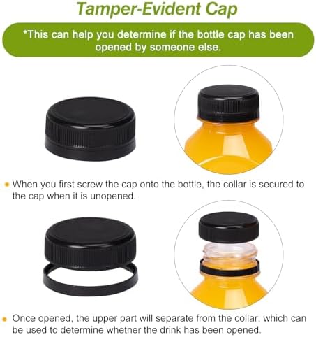 TOMNK 80pcs 8oz Plastic Juice Bottles with Caps, Sticker Labels, Brush