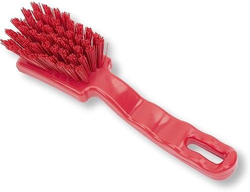 SPARTA 41395EC05 Plastic Scrub Brush, Detail Brush, Kitchen Brush With Hanging Hole For Cleaning, 7 Inches, Red