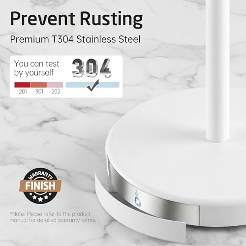 KES White Toilet Paper Holder Stand, Freestanding with Heavy Base