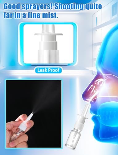 10 Pcs Nasal Spray Bottle Glass Empty Refillable, 10ML/0.35OZ
