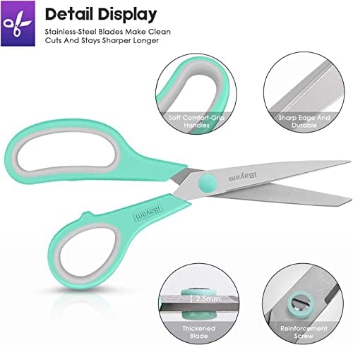 iBayam 24-Pack 8" Heavy Duty Scissors in Bulk, Ultra-Sharp, Comfort Grip