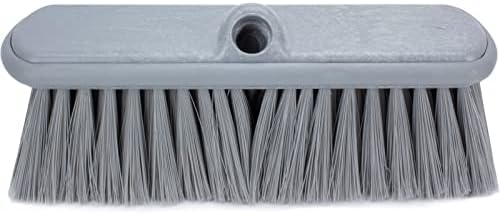 SPARTA Flo-Thru Heavy-Duty Deck Scrub Brush Nylon Bristled, Boat and Floor Scrub Broom with Protective Bumper for Floors and Large Equipment, Plastic, 9.5 Inches, Gray