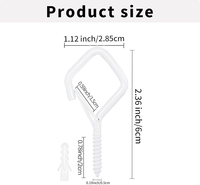 10PCS Eye Screw Hooks for Hanging Heavy Duty with Safety Buckle.Metal Ceiling Hooks for Hanging Plants,Cup,Wind Chime,Bird Feeders,christmas String Lights at Indoor&Outdoor,2.36 Inch(No Drill Bit)