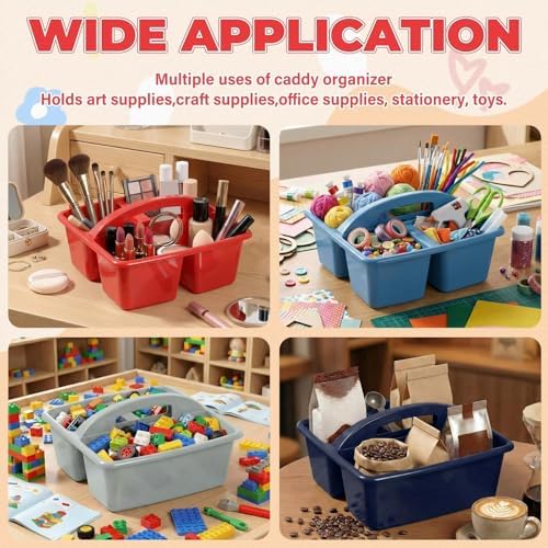 Kathfly 12 Pack Classroom Caddy Organizer with Handle Bulk, Blue Red