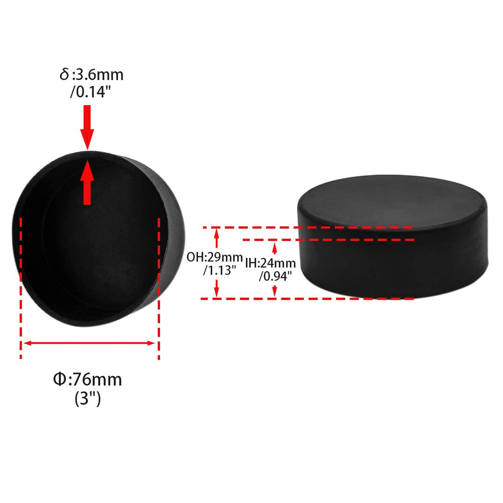 3 Inch Furniture Table Covers Round Black 4PCS 76mm (4 Count)
