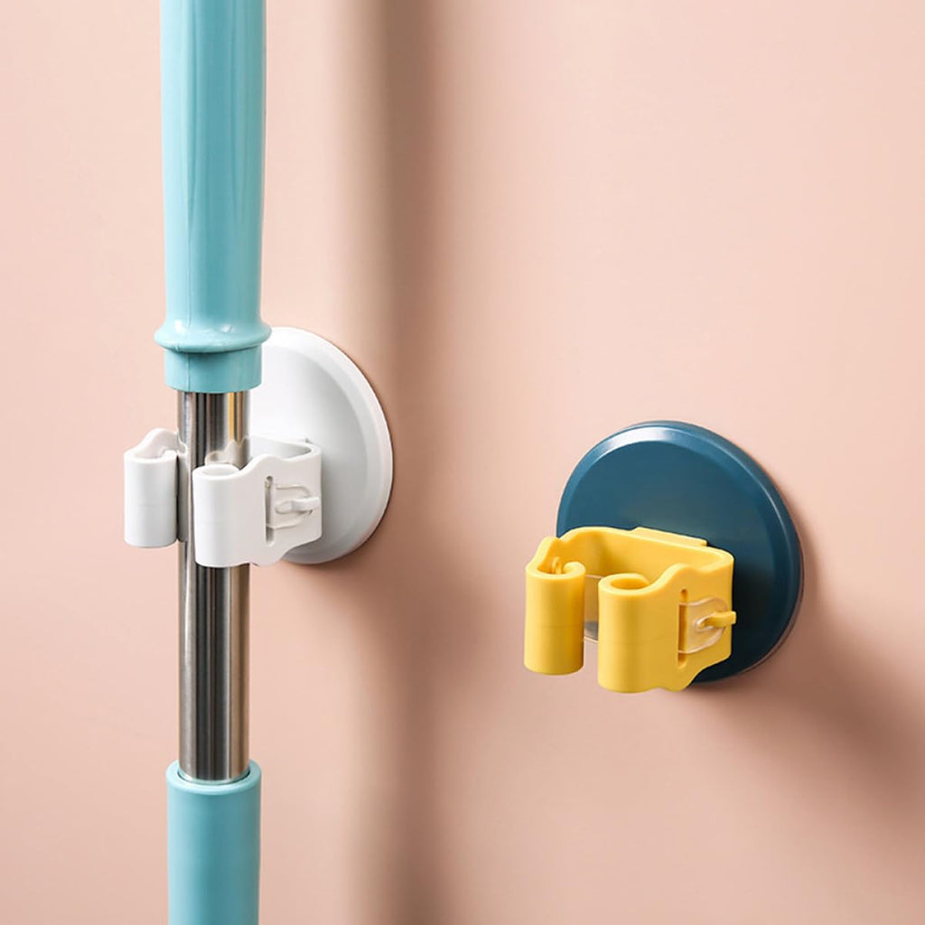Mop and Broom Holder Wall Mount Suction Cup Clamps 3pcs White Non