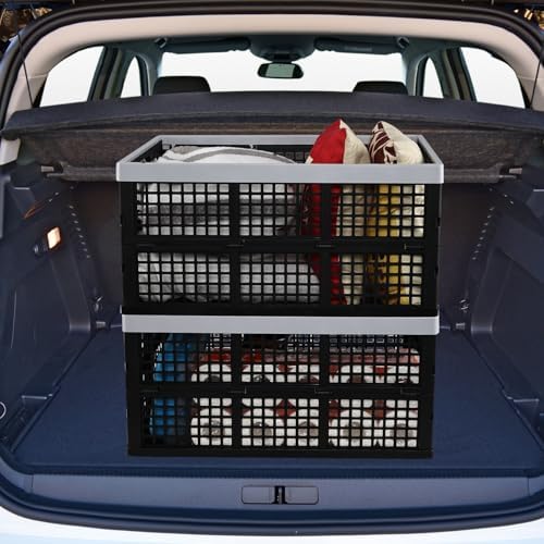 3-Pack 66 L Large Plastic Collapsible Storage Crates, Black