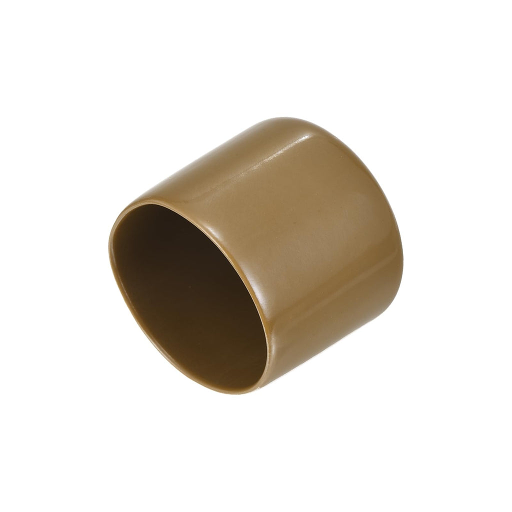 20pcs Rubber End Caps 36mm ID Vinyl PVC Round Tube Bolt Cap Cover Screw Thread Protectors Light Brown