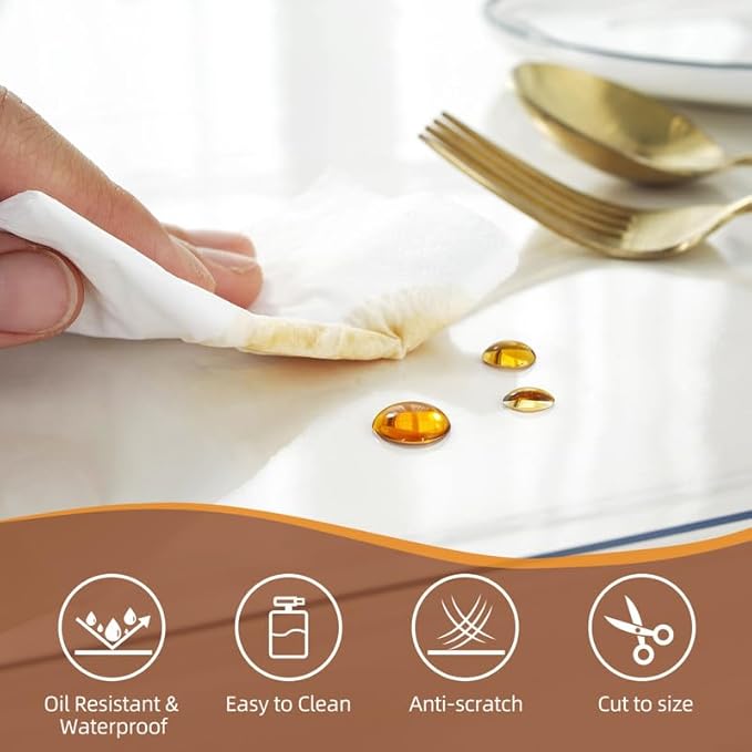 Warmstar Clear Table Cover Protector 39 x 79 Inch,1.5mm Thick Plastic Table Cover Rectangle,PVC Clear Table Protector,Desk Protector Mat for Kitchen, Dresser, Writing Desk，Dining Room Table
