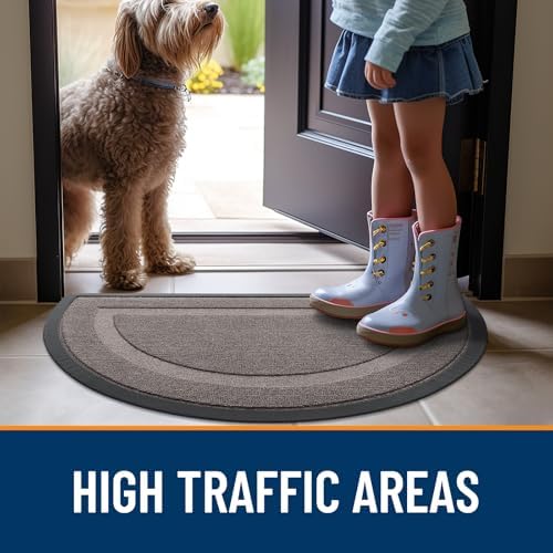OLANLY Half Circle Front Door Mat Outside 47x32 All-Season Rubber Doormat