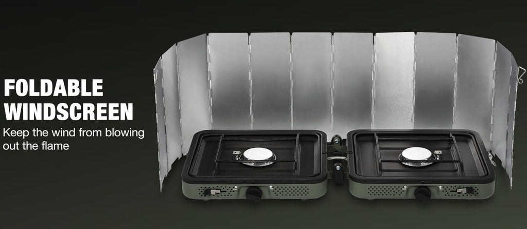 REDCAMP Folding Outdoor Stove Windscreen, 12 Plates Aluminum Camping Stove Windshield with Carrying bag, Lightweight Butane Burner Windshield