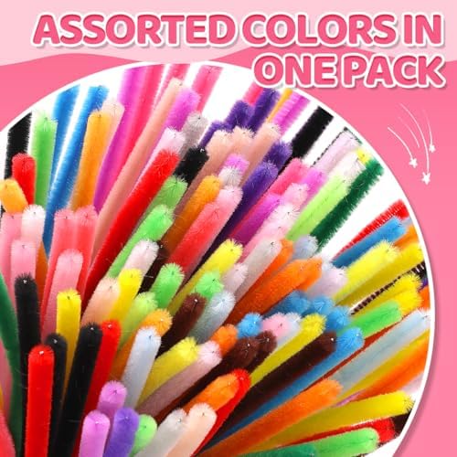 Bundooraking 300 Pcs Pipe Cleaners, 20 Colors Pipe Cleaners Bulk for Crafts