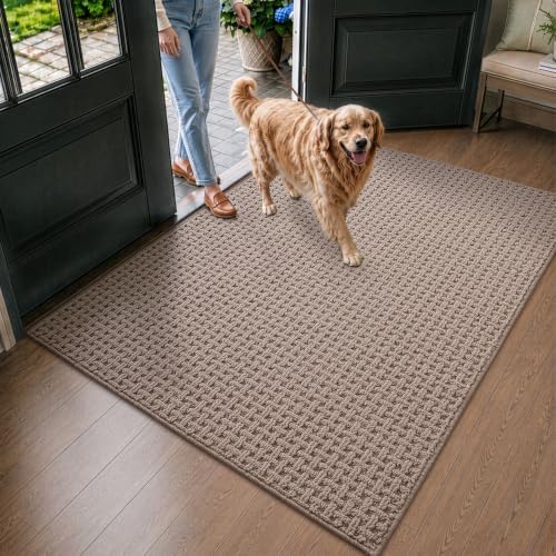 LUMI Washable Indoor Door Mat for Entryway 48x72, Entrance Mat, Taupe