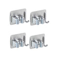 Pack of 4 Stainless Steel Broom Holder No Drill Mop Wall Mount Holder Gripper Rack with Hook Hanger Garden Tool Organizer (4 Count)