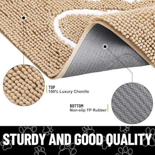Smiry Dog Door Mat for Muddy Paws, Absorbent Non Slip Dirt Trapper, 40x24